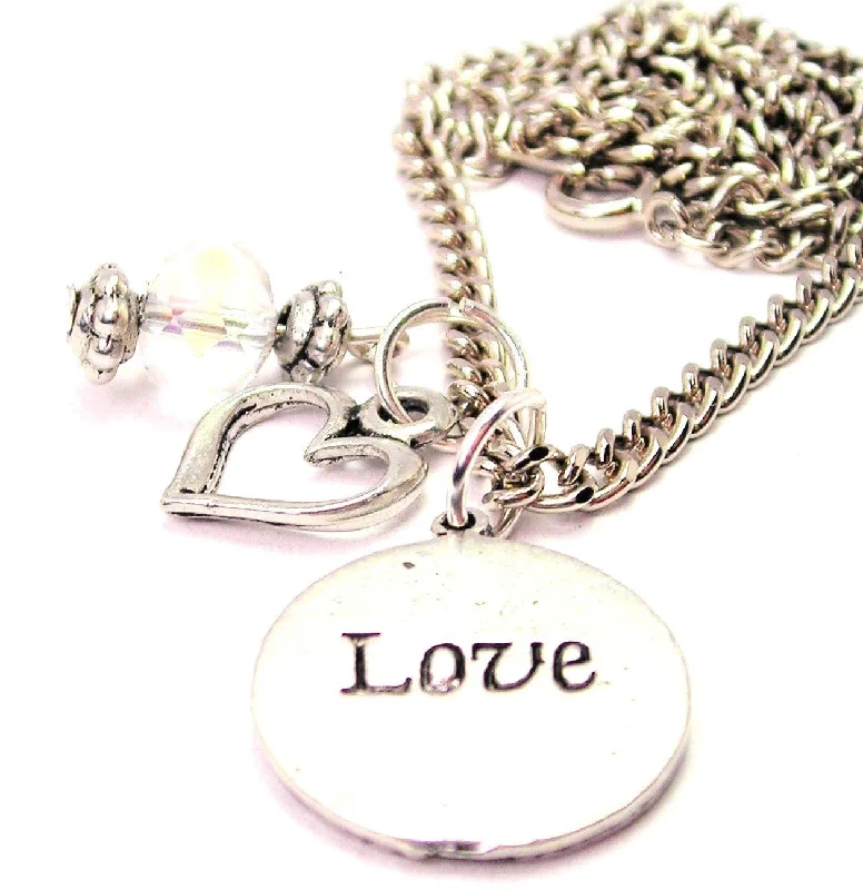 women's necklaces choker style -Love Circle Necklace with Small Heart