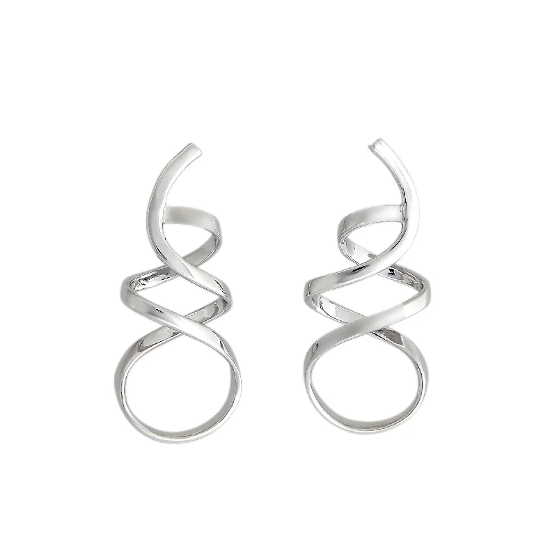 women's earrings tiny dainty studs -Open Wire Spiral Earrings, Sterling Silver