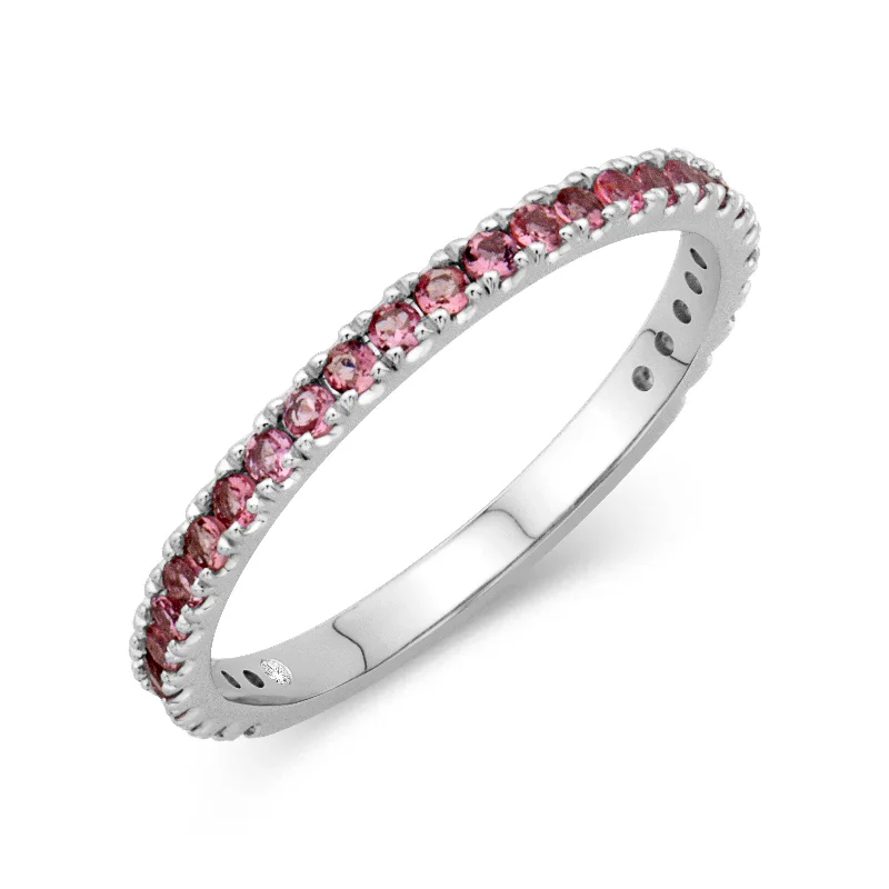 women's ring unique design -14K White Gold 0.36cttw. Pink Tourmaline Stackable Birthstone Ring - October