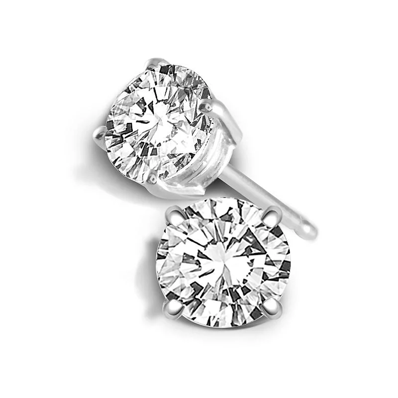 women's earrings threader style -1/2 Ctw Round Diamond Stud Earrings in 14 Karat White Gold