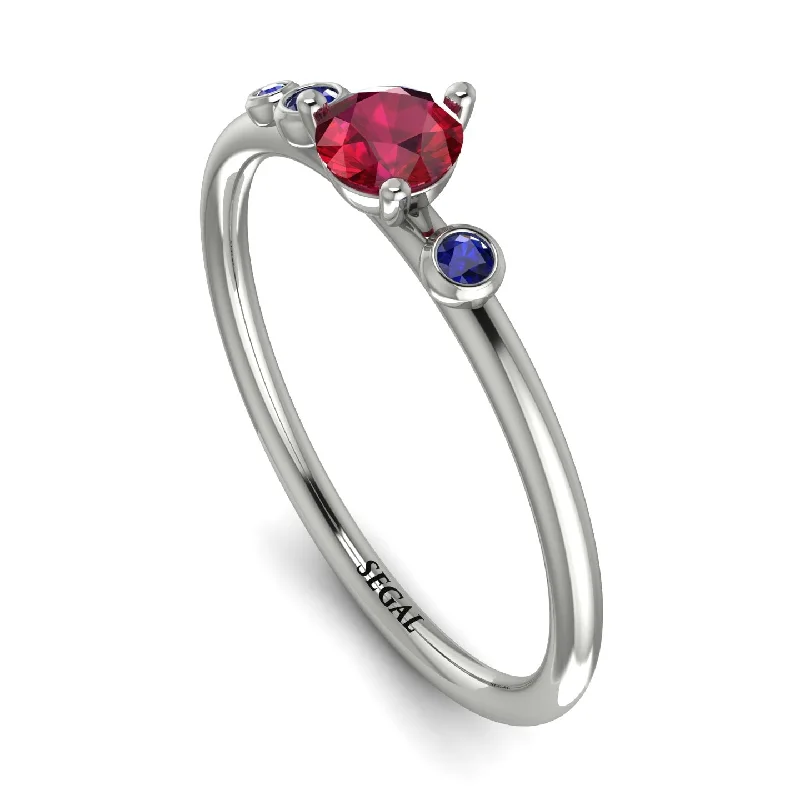 women's ring emerald -Minimalist Thin Ruby Ring - Brielle No. 72