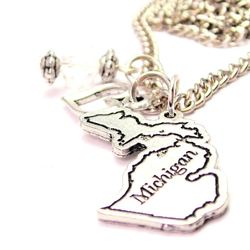 women's necklaces with secret message -Michigan Necklace with Small Heart