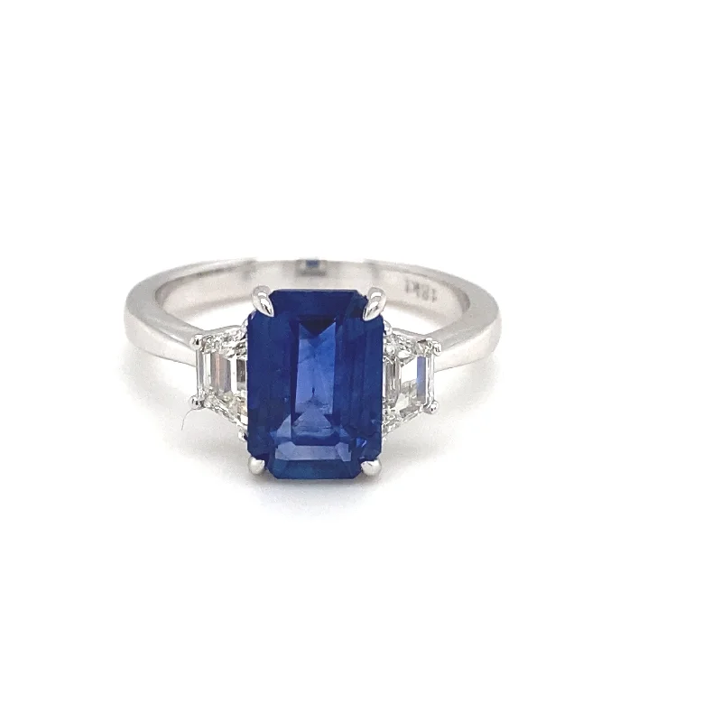 women's ring casual yet chic -18K White Gold Sapphire & Diamond 3-Stone Ring