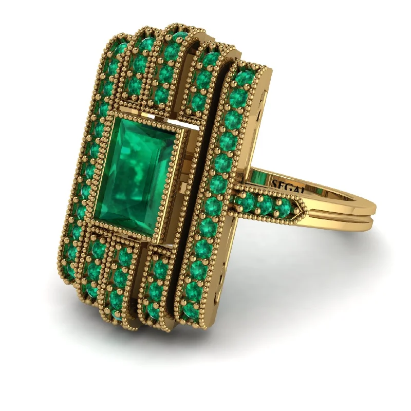 women's ring casual yet chic -Unmatched Style Gold Baguette Emerald Ring - Jean No. 19