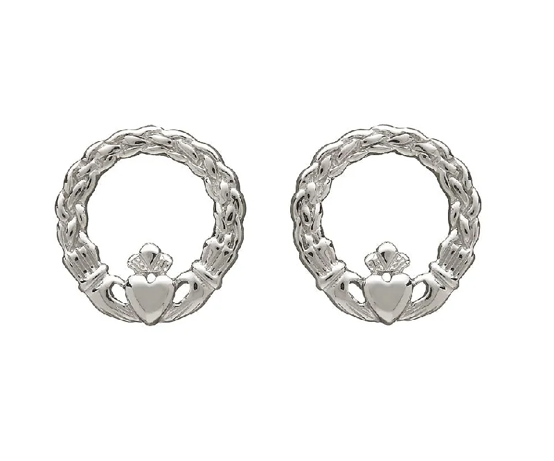 women's earrings diamond -Sterling Silver Claddagh Earrings - ANU2065