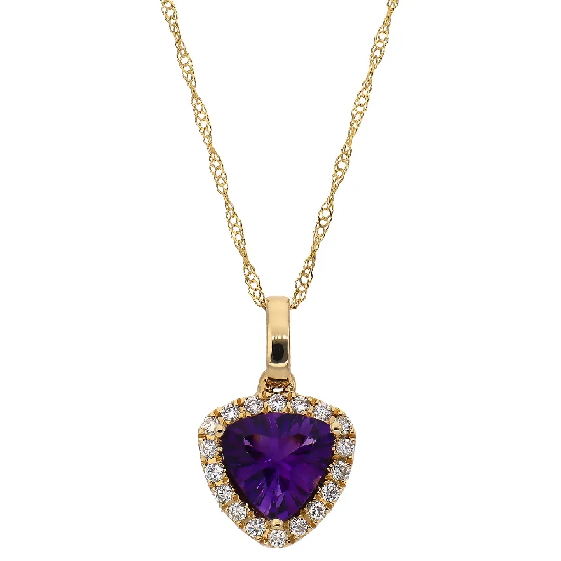 women's necklaces luxury statement piece -14K Yellow Gold Amethyst and Diamond Necklace