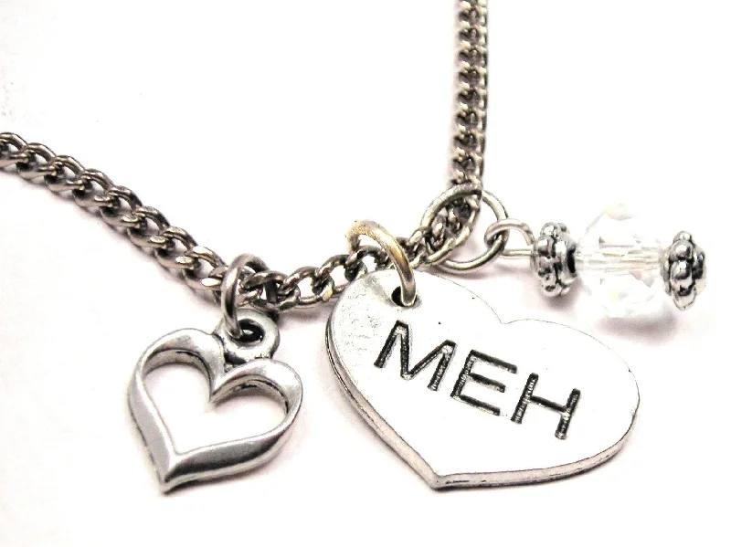 women's necklaces locket style -Meh Heart Necklace with Small Heart