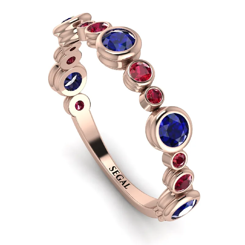 women's ring mother of pearl -Bezel Sapphire Eternity Band - Valeria No. 59