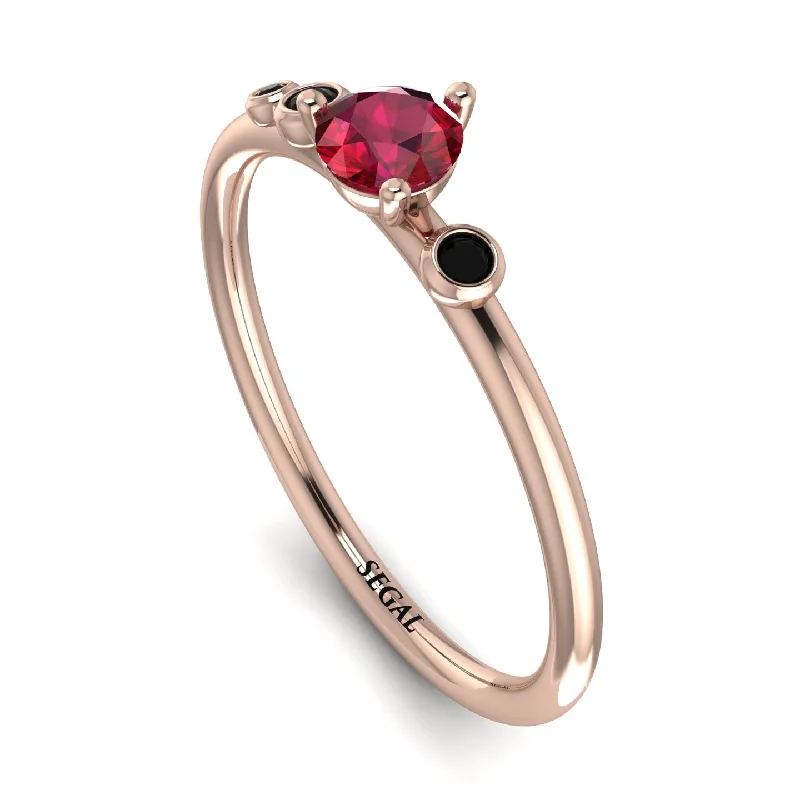 women's ring celestial theme -Minimalist Thin Ruby Ring - Brielle No. 41