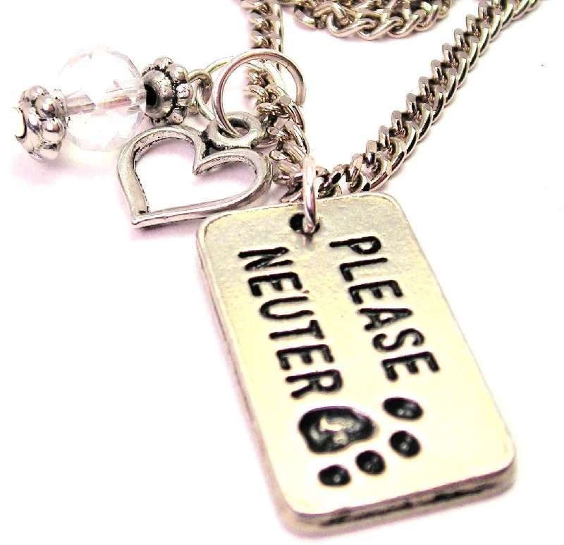 women's necklaces fine jewelry -Please Neuter With Black Paw Print Necklace with Small Heart