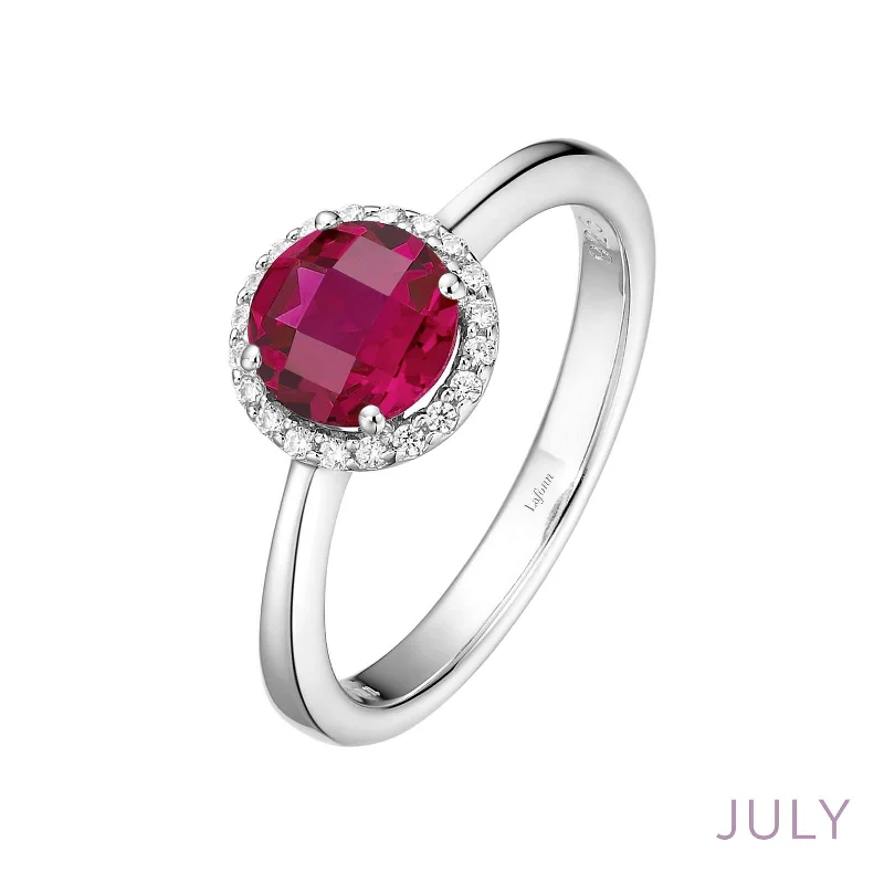 women's ring vintage gold -Lafonn Simulated Diamond & Ruby Birthstone Ring - July BR001RBP