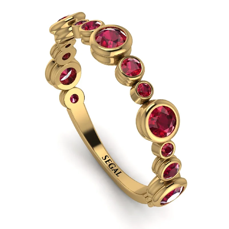 women's ring wedding jewelry -Bezel Ruby Eternity Band - Valeria No. 55