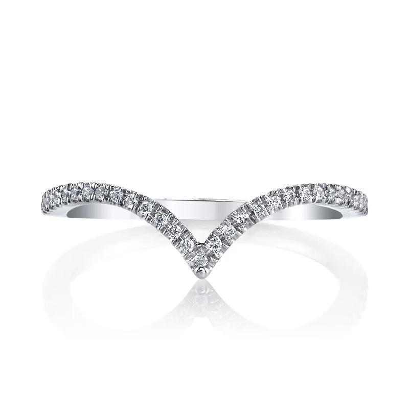 women's ring tension setting -14K White Gold 0.11ct. Curving Diamond Accent Fashion Ring