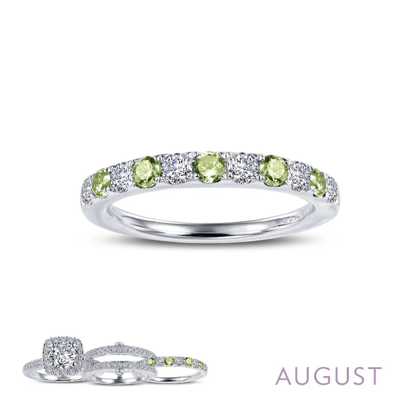 women's ring vintage gold -Lafonn Simulated Diamond & Genuine Peridot August Birthstone Stackable Ring BR004PDP