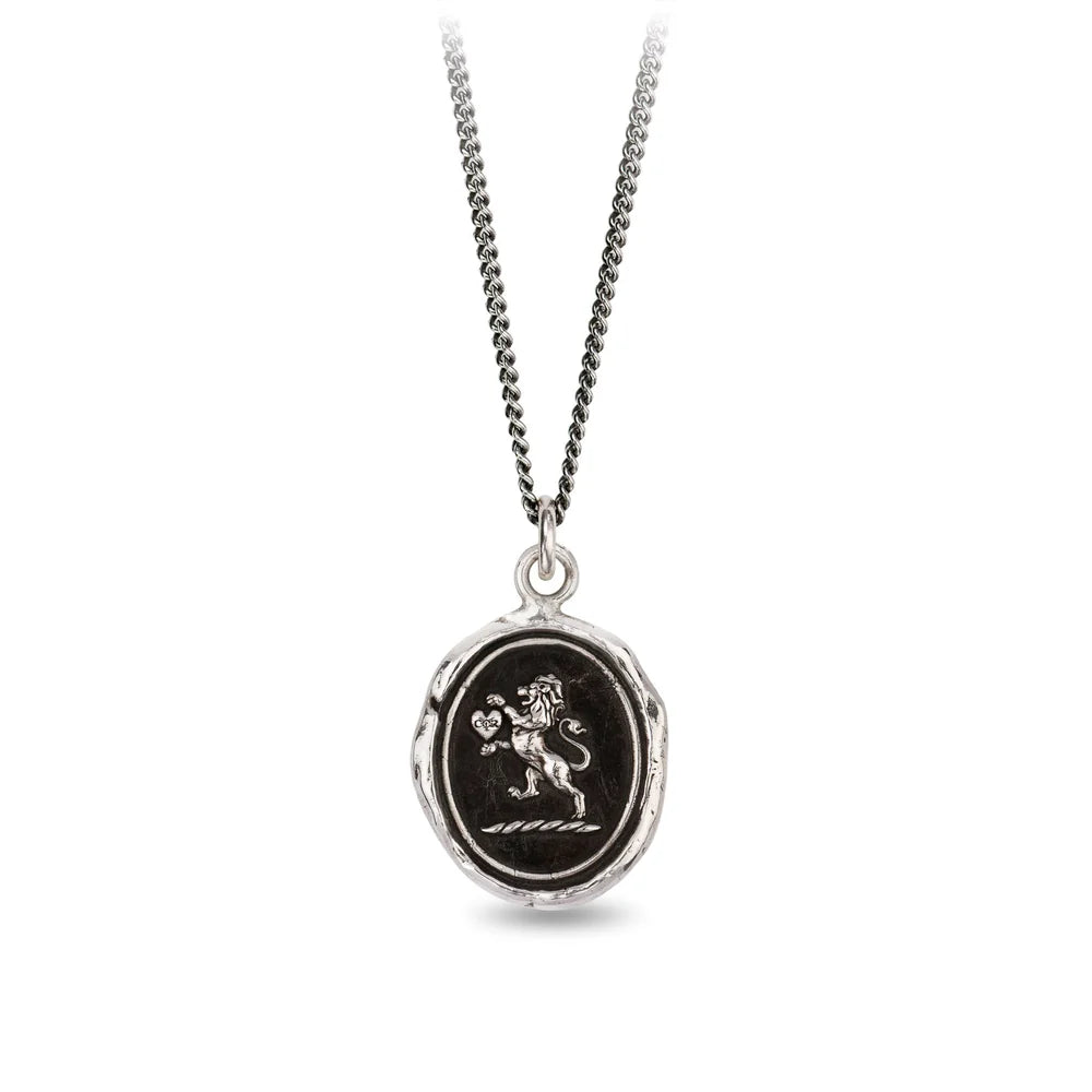 women's necklaces vintage style -Pyrrha Sterling Silver "Lionhearted" Talisman Pendant 22" Necklace