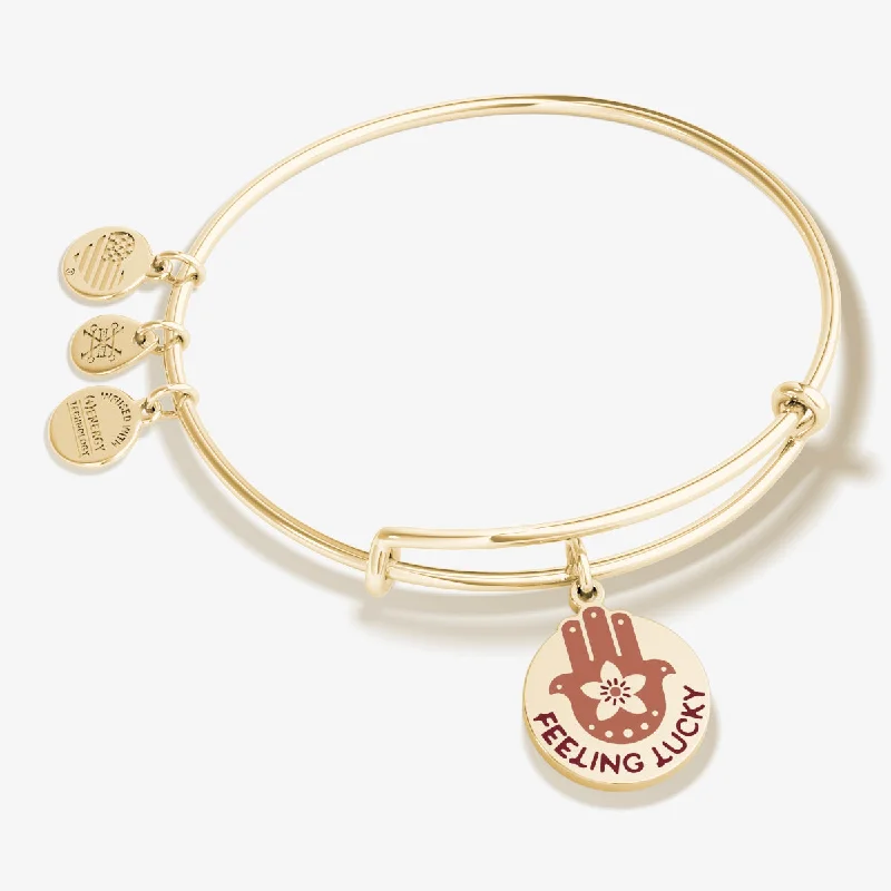 women's bracelets gold -Feeling Lucky' Hamsa Charm Bangle Bracelet