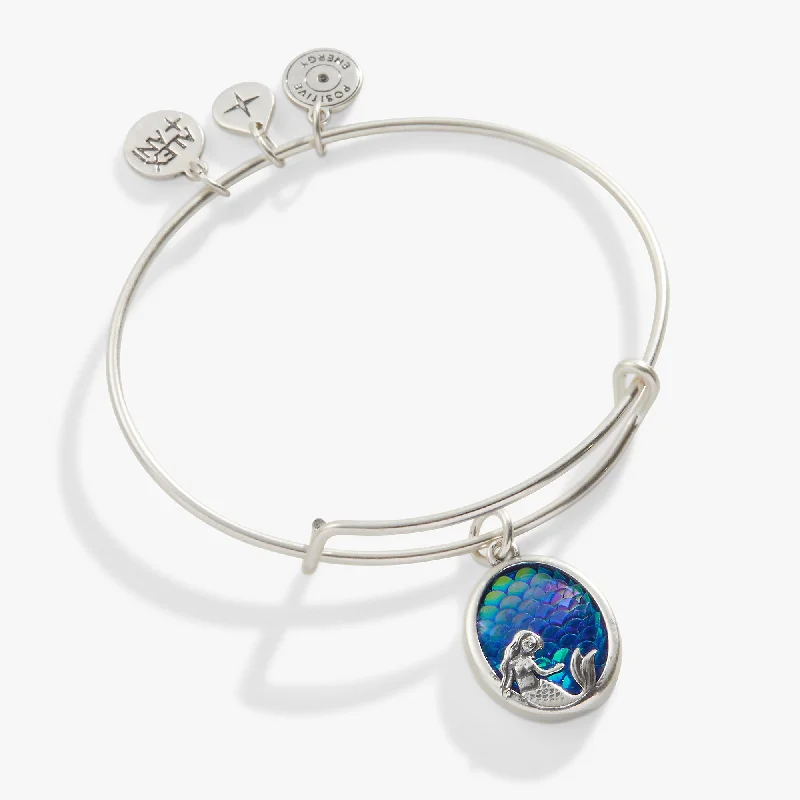 women's bracelets zodiac sign -Iridescent Mermaid Charm Bangle