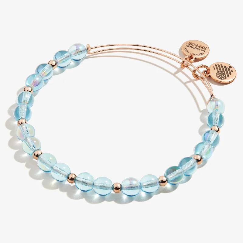 women's bracelets celestial theme -Iridescent Beaded Bangle, Sky Blue