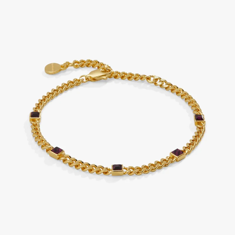 women's bracelets minimalist gold bangles -February Birthstone Amethyst Curb Chain Bracelet