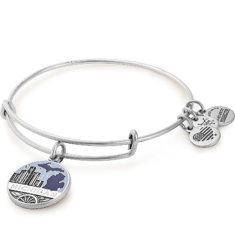 women's bracelets hypoallergenic material -Detroit + Great Lakes Duo Charm Bangle