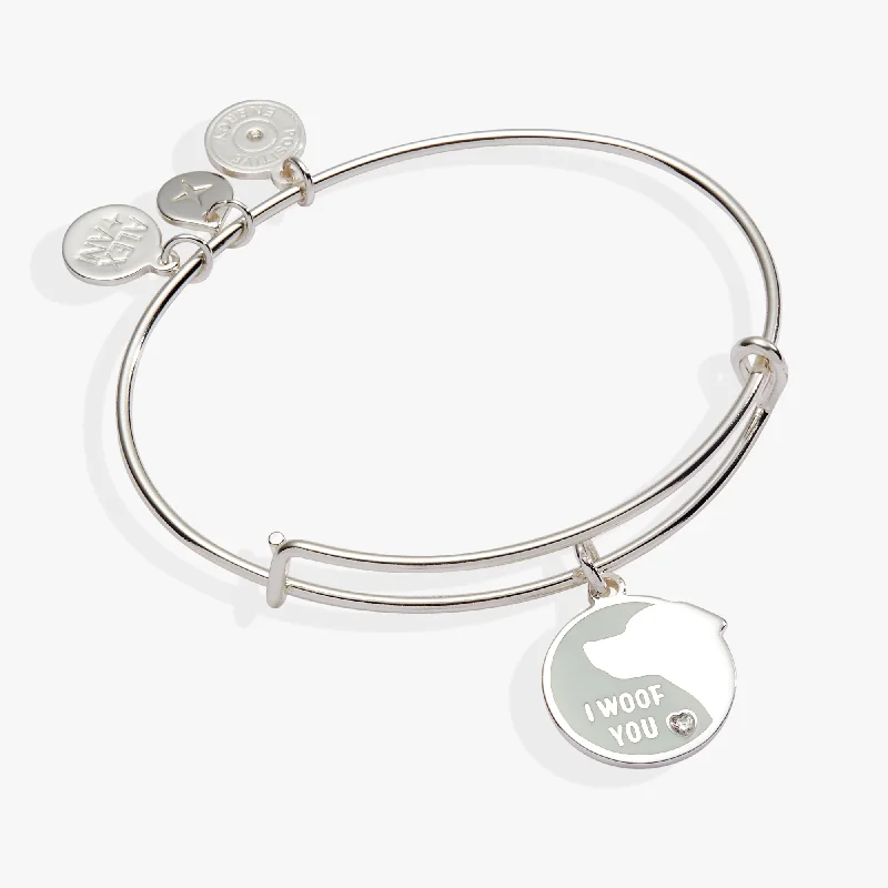 women's bracelets adjustable size -Dog 'I Woof You' Bangle