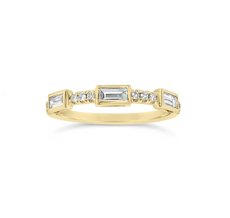 women's engagement rings statement piece -Diamond Baguette Slim Wedding Band