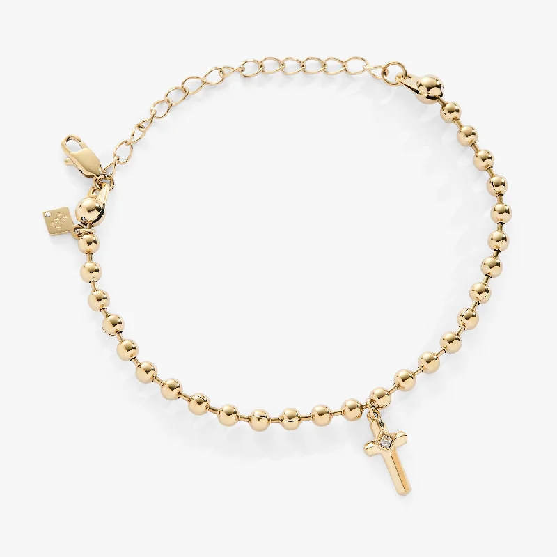 women's bracelets mother of pearl -Cross Ball Chain Bracelet