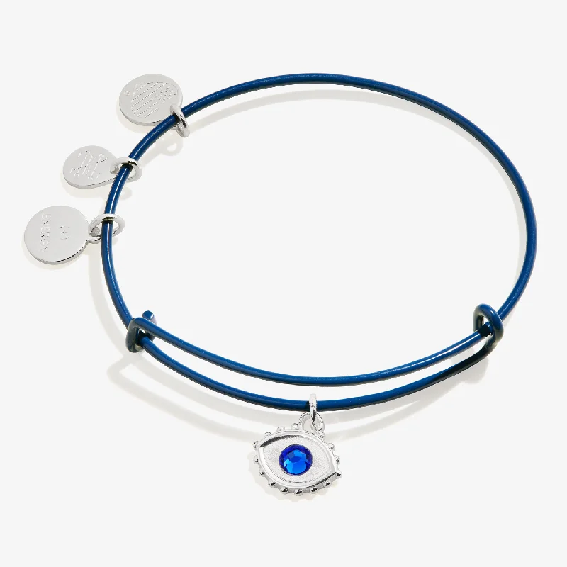 women's bracelets handmade luxury design -Evil Eye Charm Bangle Bracelet, Blue