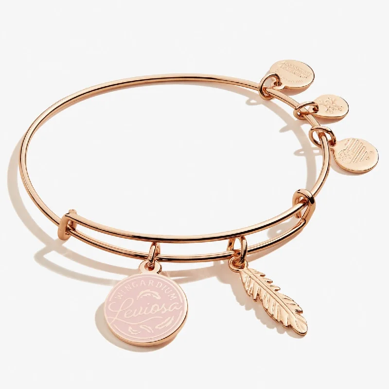 women's bracelets geometric cutout -Harry Potter™ 'Leviosa' + Feather Duo Charm Bangle