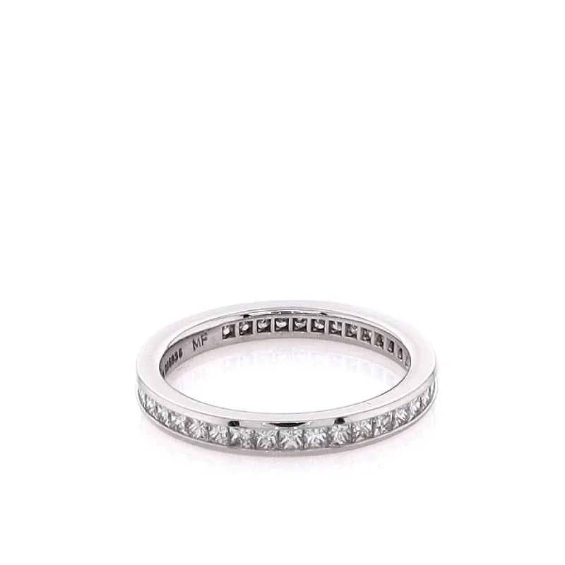 women's engagement rings white diamond -Estate 14 Karat White Gold Eternity Diamond Wedding Band