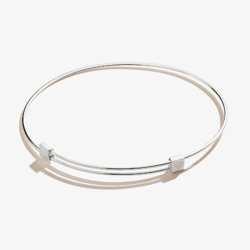 women's bracelets geometric cutout -Charm Station Wire Bangle