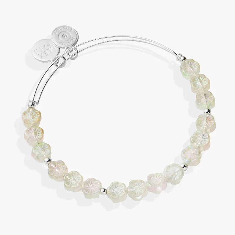 women's bracelets platinum -Floral Beaded Charm Bangle