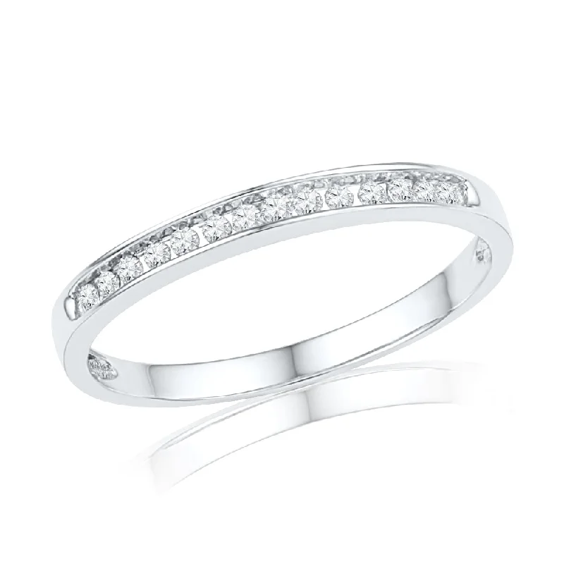 women's engagement rings with hidden diamond -Diamond, Half Eternity Wedding Band in Sterling Silver