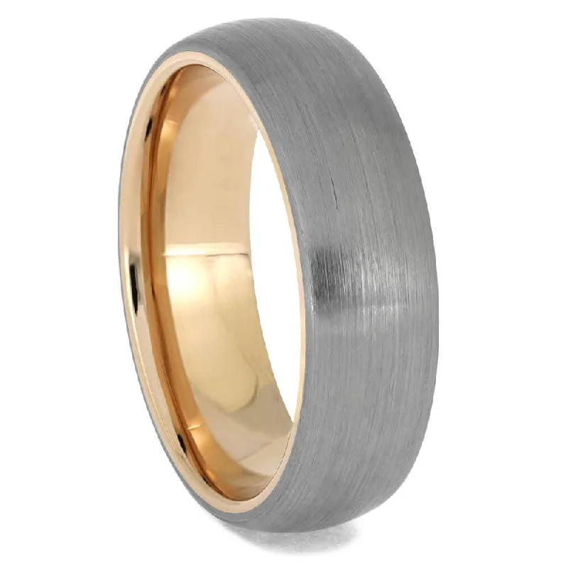 women's engagement rings eco-friendly materials -Solid Gold & Brushed Titanium Men's Wedding Band