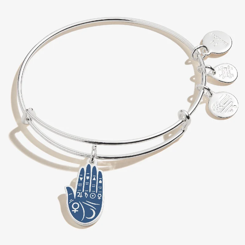 women's bracelets platinum -Good Fortune Palmistry Charm Bangle