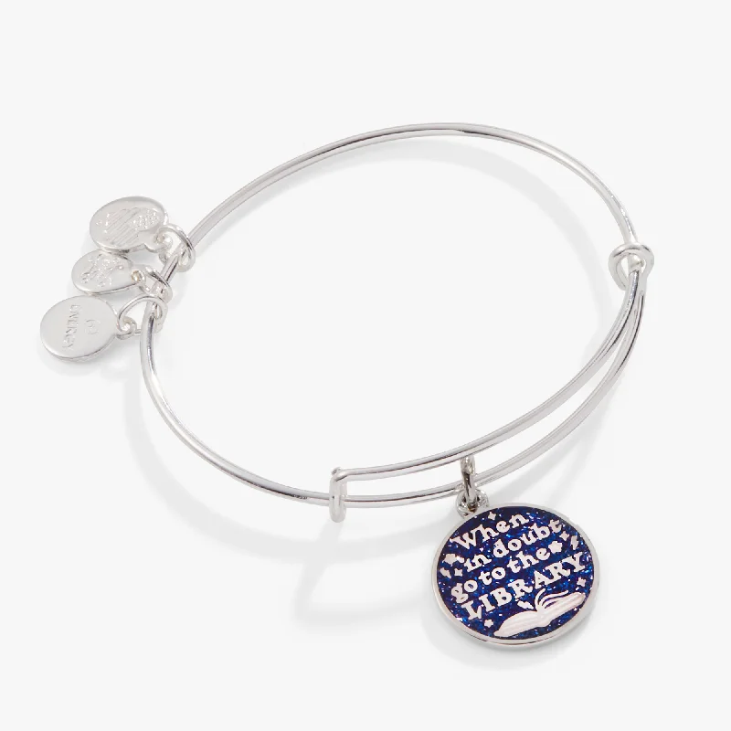 women's bracelets statement gemstone bangle -Harry Potter™ 'When in doubt go to the library' Charm Bangle