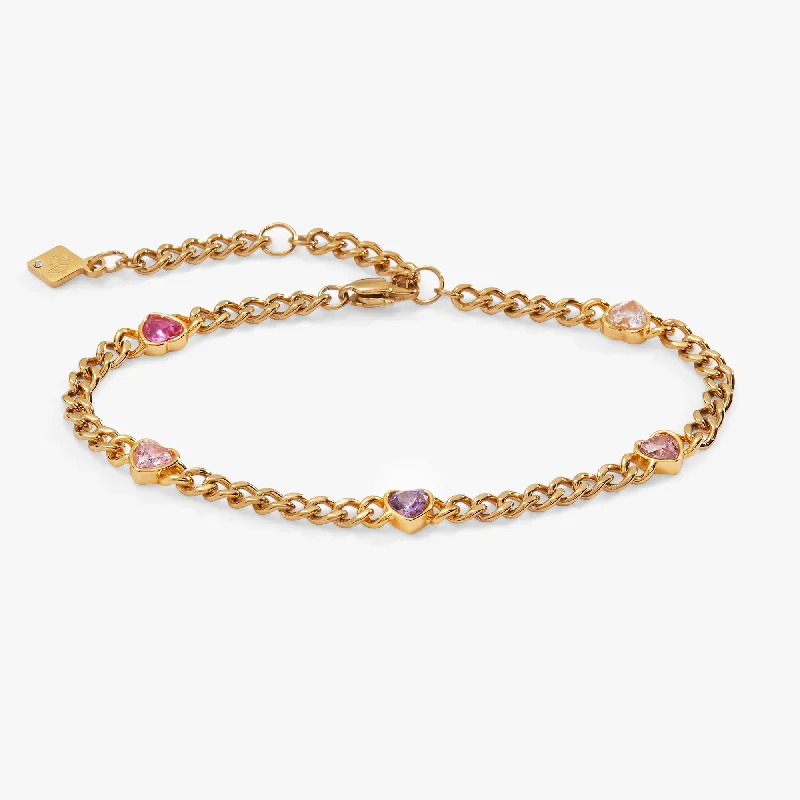 women's bracelets pearl -Heart Curb Chain Bracelet