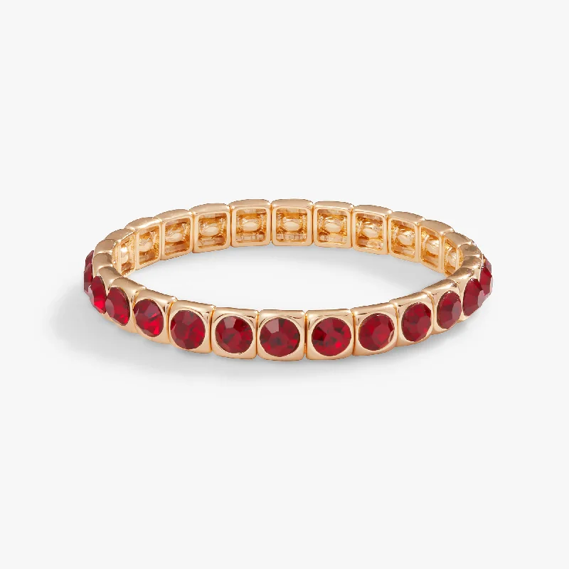 women's bracelets boho style -Crystal Stretch Bracelet, Ruby