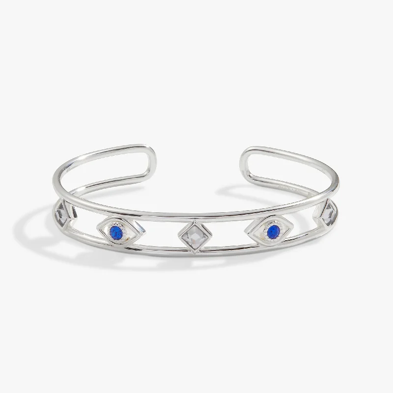 women's bracelets chunky statement cuff -Evil Eye Crystal Cuff