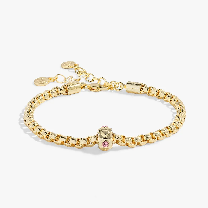 women's bracelets minimalist gold bangles -Heart and Crystal Chain Bracelet