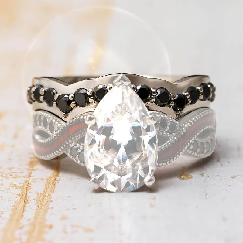 women's engagement rings with unique shape -Black Diamond Custom Wedding Band