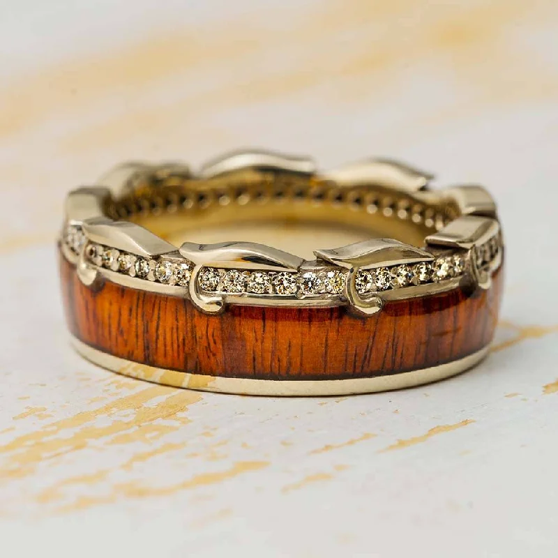 women's engagement rings cushion cut -Diamond Eternity Wedding Band in Gold, King Wood Ring