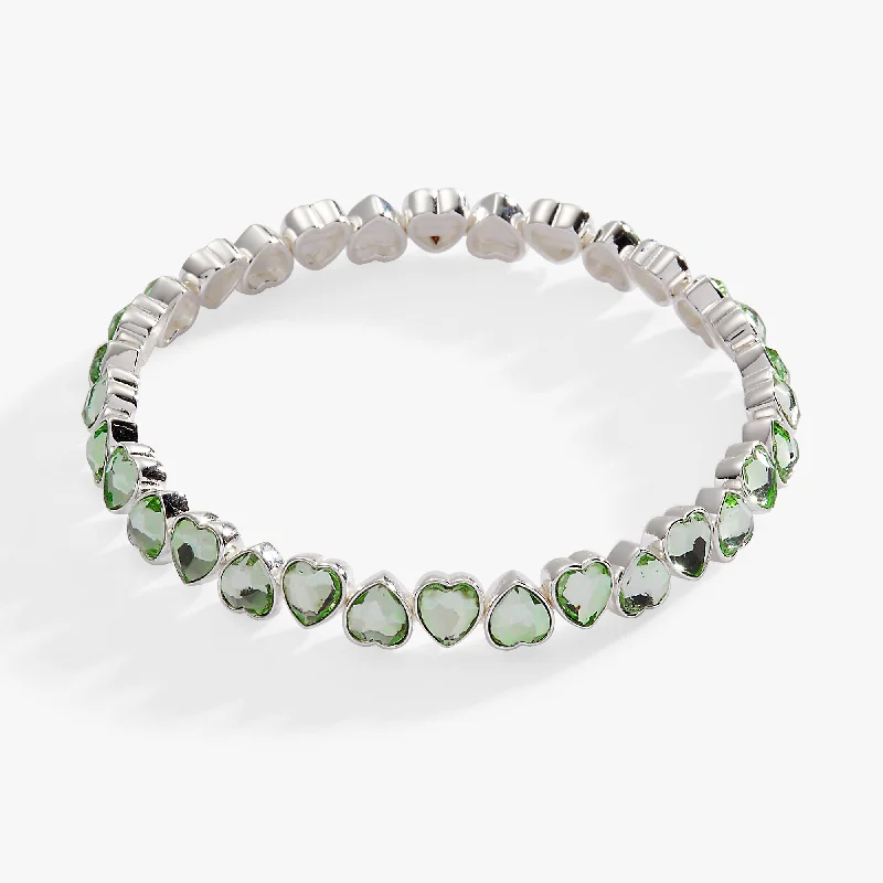 women's bracelets wedding jewelry -Green Crystal Heart Stretch Bracelet