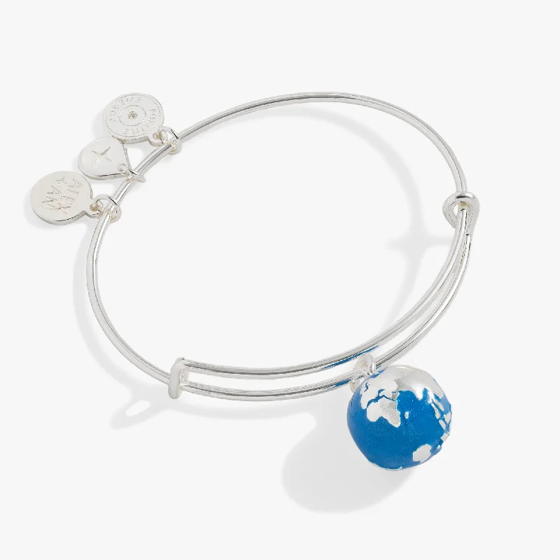 women's bracelets matching couple bracelet -Globe Charm Bangle