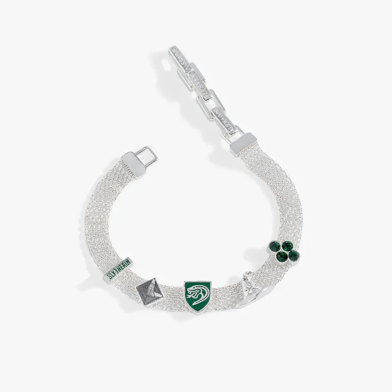 women's bracelets delicate twisted design -Harry Potter™ Slytherin Mesh Charm Bracelet