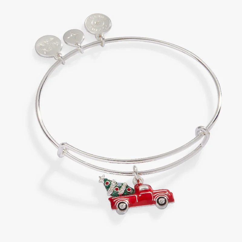 women's bracelets bold and stylish -Holiday Truck Charm Bangle