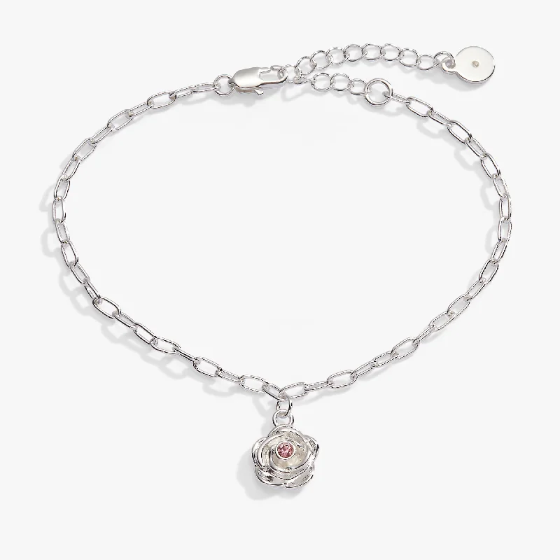 women's bracelets moissanite -Flower and Crystal Bracelet