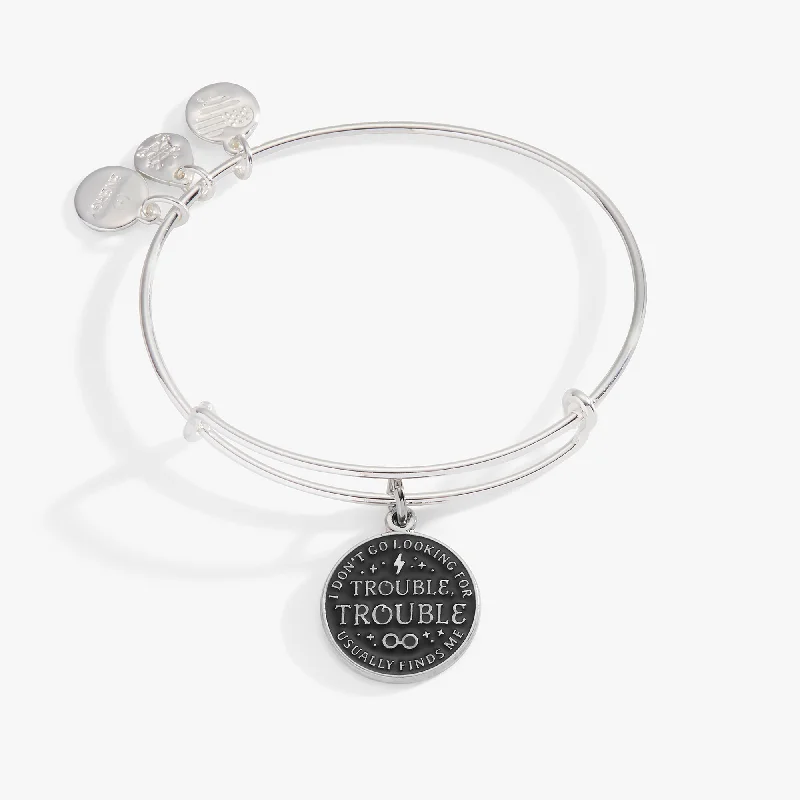 women's bracelets minimalist bar cuff -Harry Potter™ 'I Don't Go Looking For Trouble, Trouble Usually Finds Me' Charm Bangle