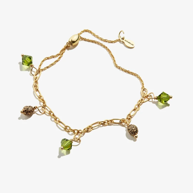 women's bracelets anniversary gift -Green Crystal Pull Chain Bracelet