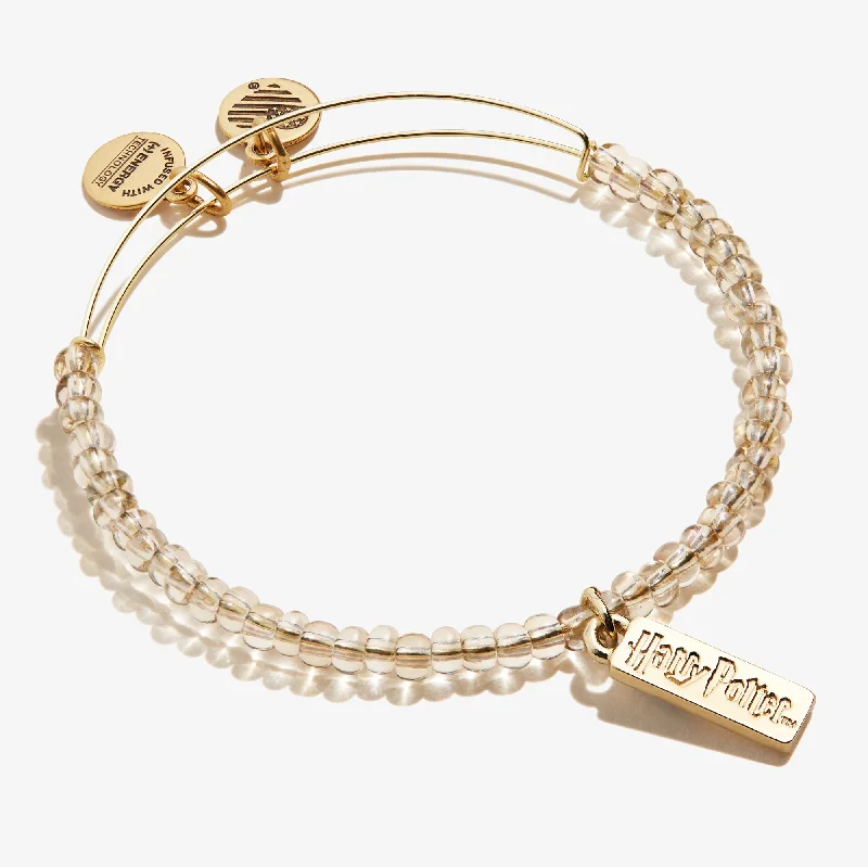 women's bracelets luxury diamond cut -Harry Potter™ Illumination Beaded Charm Bangle, Gold